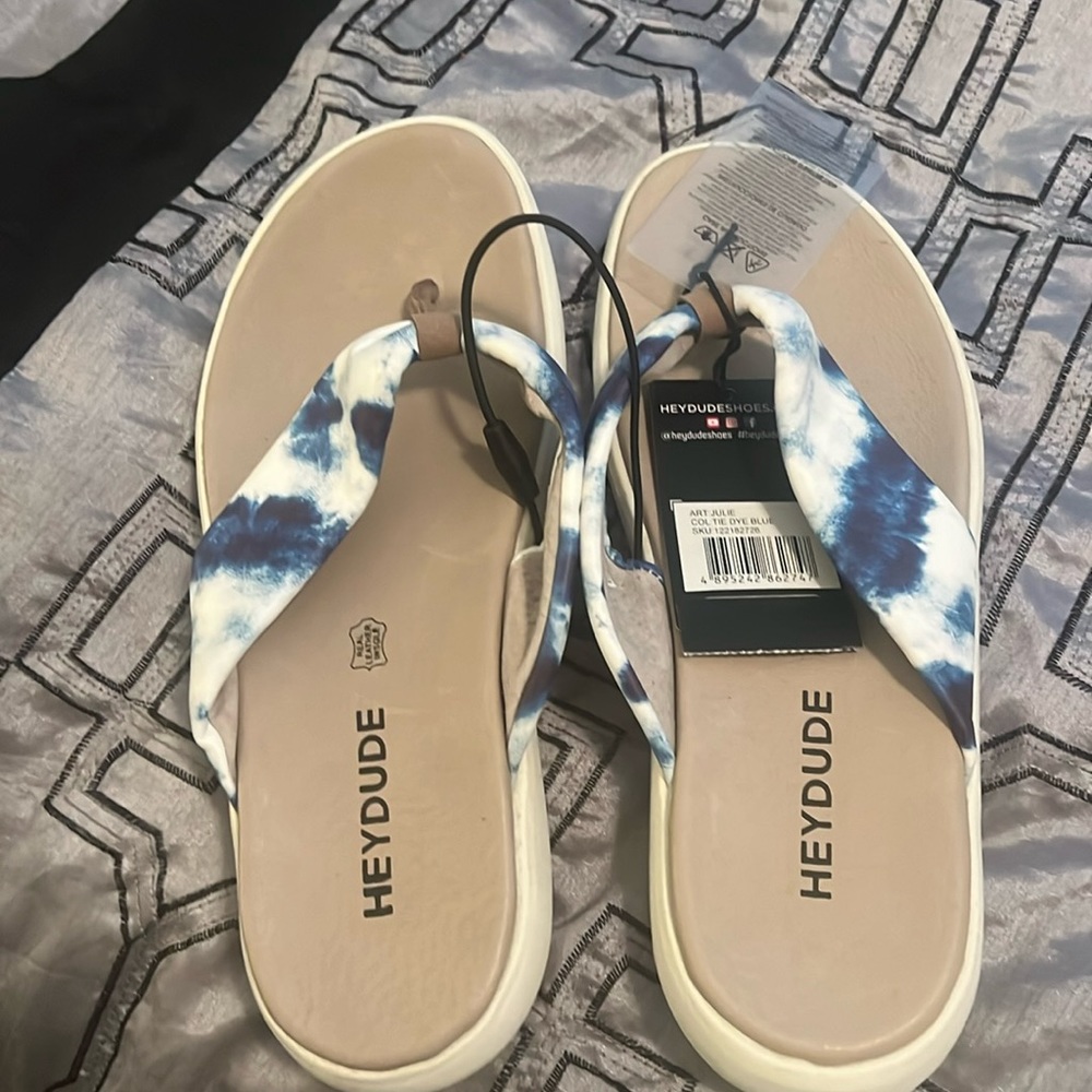 Brand new with tags hey dude flip flops